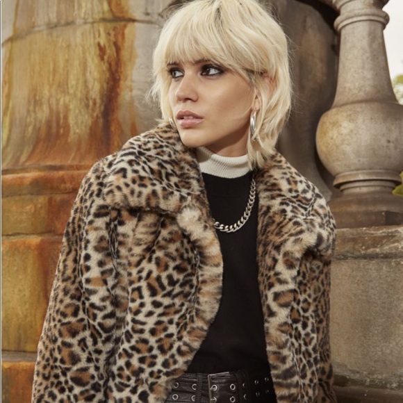 Fur Collar Kooples Leopard Coat The Kooples LEOPARD FAUX FUR COAT